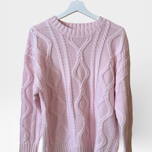 Classic Pink Cable-Knit Women’s Sweater